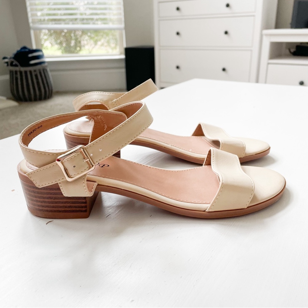 SBUP Beige Block Heel Sandals H430-88
